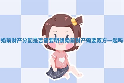 婚前财产分配是否需要明确_婚前财产需要双方一起吗