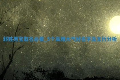 郭姓男宝取名必看：5个高雅大气好名字及五行分析